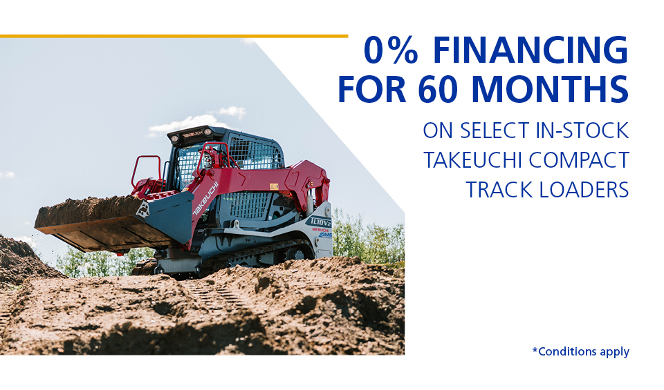 0% financing for 60 months on select Takeuchi compact track loaders 